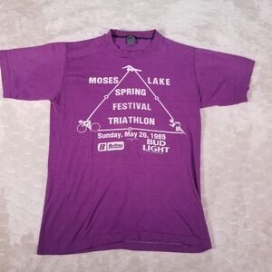 Vintage Moses Lake Triathlon Shirt 1985 Bud Light Single Stitch Jerzees Worn